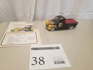lot 38 image: 124 Scale 1953 Chevrolet 3100 Half-Ton Custom Pickup Truck Die-cast Metal Replica Model by Danbury Mint