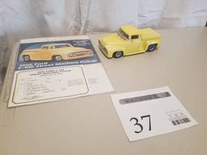 lot 37 image: 124 Scale 1956 Ford F-150 Half-Ton Street Machine Pickup Truck Die-cast Metal Replica Model by Danbury Mint