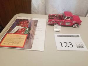 lot 123 image: 124 Scale 1955 Chevrolet Cameo Pickup Truck #02486 Limited Edition Die-cast Metal Replica Model by Franklin Mint