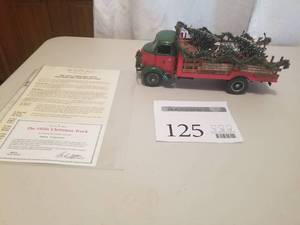 lot 125 image: 124 Scale 1938 GMC Flatbed Delivery Truck Die-cast Metal Replica Model by Danbury Mint