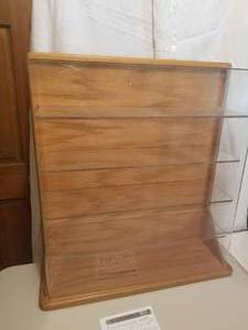 lot 167 image: Wood Display Case with Plexiglass Cover and Shelves