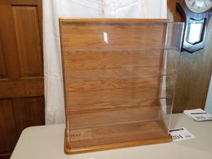 lot 203 image: Wood Display Case with Plexiglass Cover and Shelves