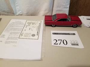 lot 270 image: 124 Scale 1967 Plymouth GTX Hardtop Die-cast Metal Replica Model by Danbury Mint