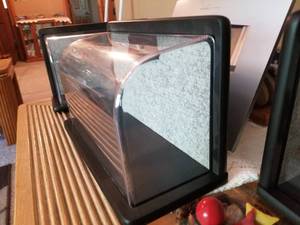 lot 260C image: L-Shaped Wood Display with Curved Plexiglass
