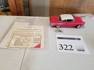 lot 322 image: 124 Scale 1957 Chevrolet Bel Air Sport Fuelie Coupe Die-cast Metal Replica Model by Danbury Mint