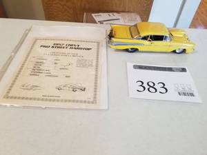 lot 383 image: 124 Scale 1957 Chevrolet Bel Air Pro Street Race Car Die-cast Metal Replica Model by Danbury Mint