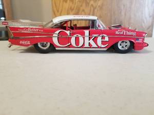 lot 394 image: 124 Scale 1957 Chevrolet Bel Air Pro Street Super Comp Race Car Die-cast Metal Replica Model