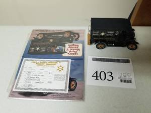 lot 403 image: 124 Scale 1925 Ford Model T Paddy Wagon Panel Delivery Truck Die-cast Metal Replica Model by Danbury Mint