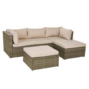 Hampton Bay Valley Peak 3-Piece All-Weather Gray Wicker Sectional Patio Set with Beige Cushions 18S2443W