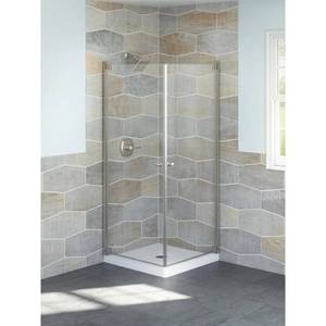 Delta Foundations 32 in. W x 71 in. H Corner Pivot Semi Frameless Corner Shower Enclosure in Chrome with Clear Glass, B114306-3232-PC.