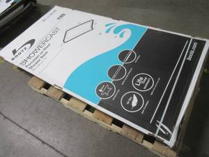 Bootz Industries ShowerCast 60 in. x 30 in. Right Drain Single Threshold Shower Base in White, 010-1000-00. - ENAMEL DAMAGE LH FRONT CORNER.