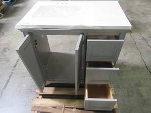 Stratfield 36 in. W x 21.69 in. D x 34.25 in. H Bath Vanity Cabinet  in Sterling Gray With Top.