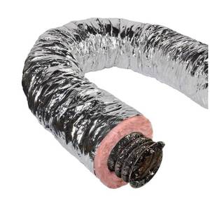 Master Flow 12 in. x 25 ft. Insulated Flexible Duct R8 Silver Jacket, F81FD12X300.