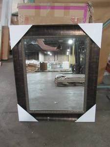 31 in. W x 37 in. H Framed Rectangular Beveled Edge Bathroom Vanity Mirror in Bronze