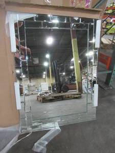 24 in. W x 32 in. H Frameless Rectangular Beveled Edge Mirror in Silver.