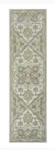 lot 31 image: ALLEN  ROTH Brookford 2 x 8 Ivory Soft Green Indoor Medallion Oriental Handcrafted Runner
