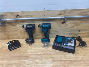 lot 38 image: MAKITA Lot of 2 Cordless Impact Drivers with Battery and Charger (18v)