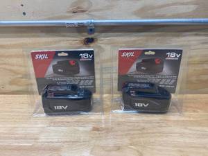 lot 39 image: SKIL Lot of 2-  18-Volt 1.25 Amp-Hour Nickel Cadmium (NiCd) Power Tool Batteries
