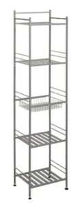 lot 53 image: GLACIER BAY Slat Style 14 in. W x 11 in. D x 58.5 in. H Towel Tower in Nickel