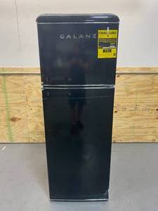 lot 71 image: GALANZ 12.0 cu. ft. Top Freezer Retro Refrigerator with Dual Door True Freezer, Frost Free in Black