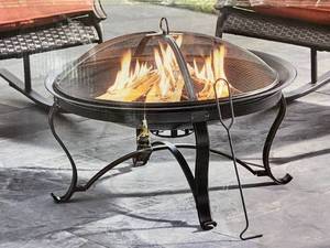 lot 18 image: HAMPTON BAY Sadler 30 in. x 19 in. Round Steel Wood Burning Fire Pit in Rubbed Bronze