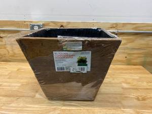 lot 77 image: 16 in. x 13.5 in. H Barnwood Square Composite Planter
