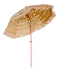 lot 81 image: BACKYARD X-SCAPES 8 ft. Aluminum Market Hawaiian Style Palapa, Tiki Thatch Beach, Patio Umbrella in Tan