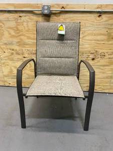 lot 83 image: STYLEWELL Mix and Match Stationary Stackable Steel Sling Oversized Outdoor Patio Dining Chair in Riverbed Taupe