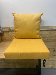 lot 87 image: ARDEN SELECTIONS Lot of 6-  24 x 24 Shirt Texture 2-Piece Deep Seating Outdoor Lounge Chair Cushions