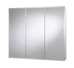 lot 19 image: CROYDEX 36 in. W x 30 in. H x 5-14 in. D Frameless Tri-View Surface-Mount Medicine Cabinet with Easy Hang System in White