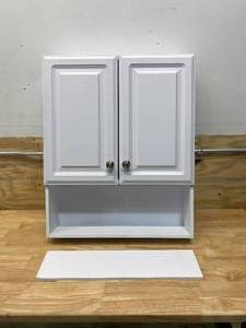 lot 89 image: GLACIER BAY 23-18 in. W x 27-78 in. H Framed Surface-Mount Bathroom Medicine Cabinet in White