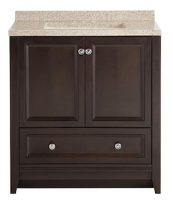lot 20 image: GLACIER BAY Delridge 31 in. W x 19 in. D Bathroom Vanity in Chocolate with Solid Surface Vanity Top in Caramel