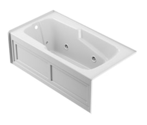 lot 5 image: JACUZZI CETRA 60 in. x 32 in. Acrylic Left Drain Rectangular Alcove Whirlpool Bathtub in White (Retails for $1,799)