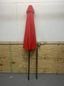 lot 29 image: HAMPTON BAY 9 ft. Aluminum Market Crank and Tilt Patio Umbrella in Ruby