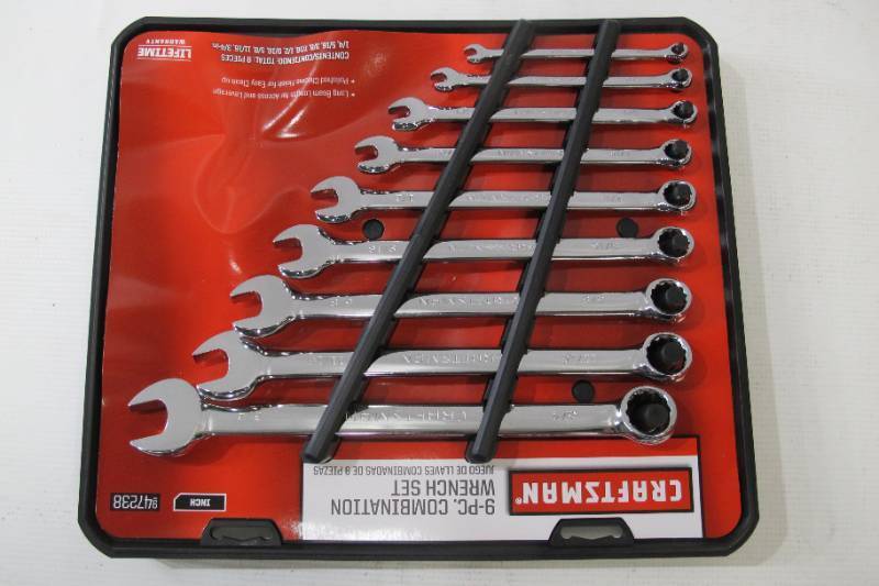 lot 500 image: Craftsman 9-Piece SAE Standard Combination Wrench Set