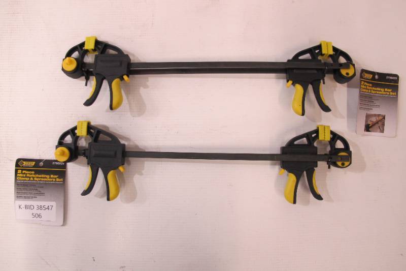 lot 506 image: Lot of 4 Steel Grip Mini Ratcheting Bar ClampsSpreaders