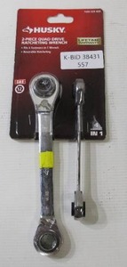 lot 557 image: Husky SAE Quad Drive Ratcheting Wrench Set (2-Piece)