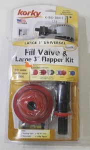 lot 574 image: Korky QuietFILL Platinum Fill Valve and 3 in. Toilet Flapper Kit