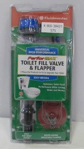 lot 575 image: Fluidmaster PerforMAX Universal High Performance Toilet Fill Valve and 2 in. Flapper Repair Kit