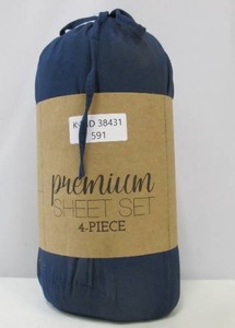 lot 591 image: Premium High-Quality Navy Blue Queen Sheet Set