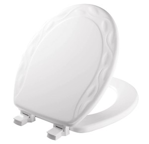 lot 593 image: Bemis STA-TITE Sculptured Round Closed Front Toilet Seat in White