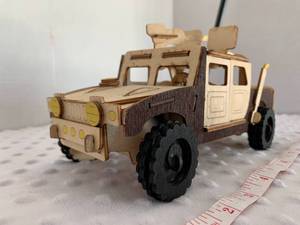 lot 2 image: Wooden Military Humvee - Assembled by Local Veteran through Help Heal Veterans