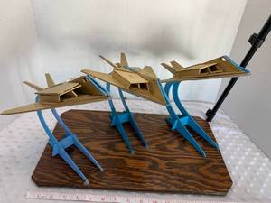 lot 15 image: F-Wooden 117 Military Aircraft x 3 - Assembled by Local Veteran through Help Heal Veterans