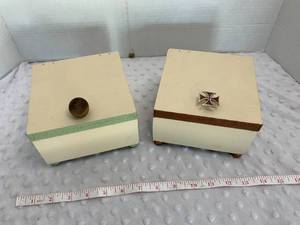 lot 39 image: 2 Wooden Stash Boxes 6x6 - Assembled by Local Veteran through Help Heal Veterans