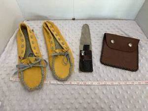 lot 51 image: Moccasins Size 10, Manicure Case and Small Utility Pouch - Assembled by Local Veteran through Help Heal Veterans