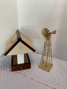 lot 55 image: Wooden Birdfeeder and Water Pump Windmill - Assembled by Local Veteran through Help Heal Veterans