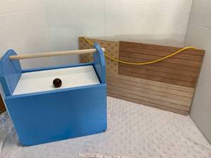 lot 75 image: Wooden Tool Box and Raw Flag Sculpture  - Assembled by Local Veteran through Help Heal Veterans