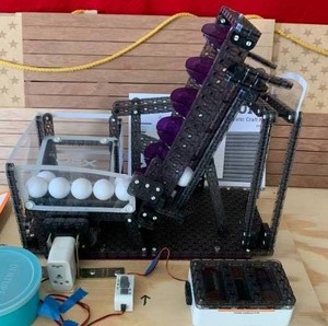 lot 26 image: VEX Robotic Screw Lift Ball Machine and  Motor - Assembled by Local Veteran