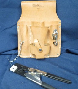 NEW LEATHER TOOL POUCH AND PAIR OF WIRE STRIPPERS