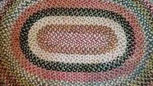 Vintage Oval Braided Rag Rug  82 x 62